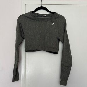 Gymshark Dark Gray Long Sleeve Crop Top Size Large